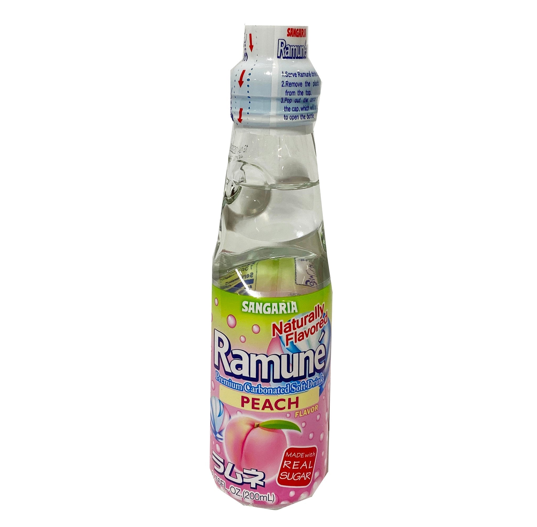 Ramune Peach Flavor Soft Drink 6.76 Oz