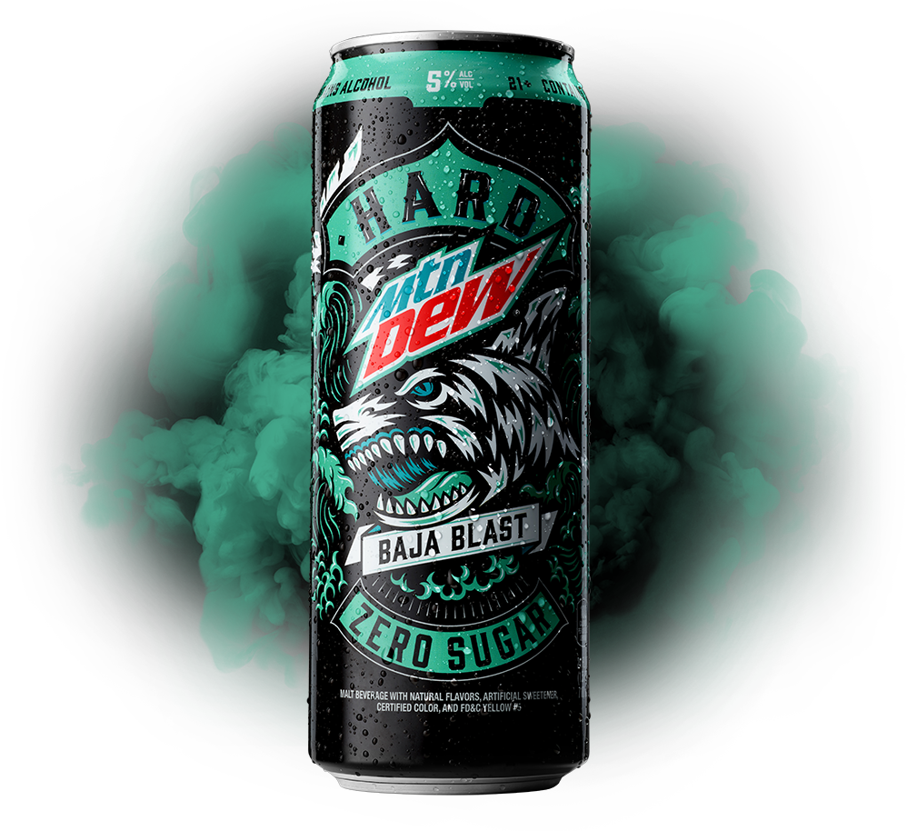 Mountain Dew Mtn Malt Beverage, Zero Sugar, Hard, Baja Blast 24 Fl Oz