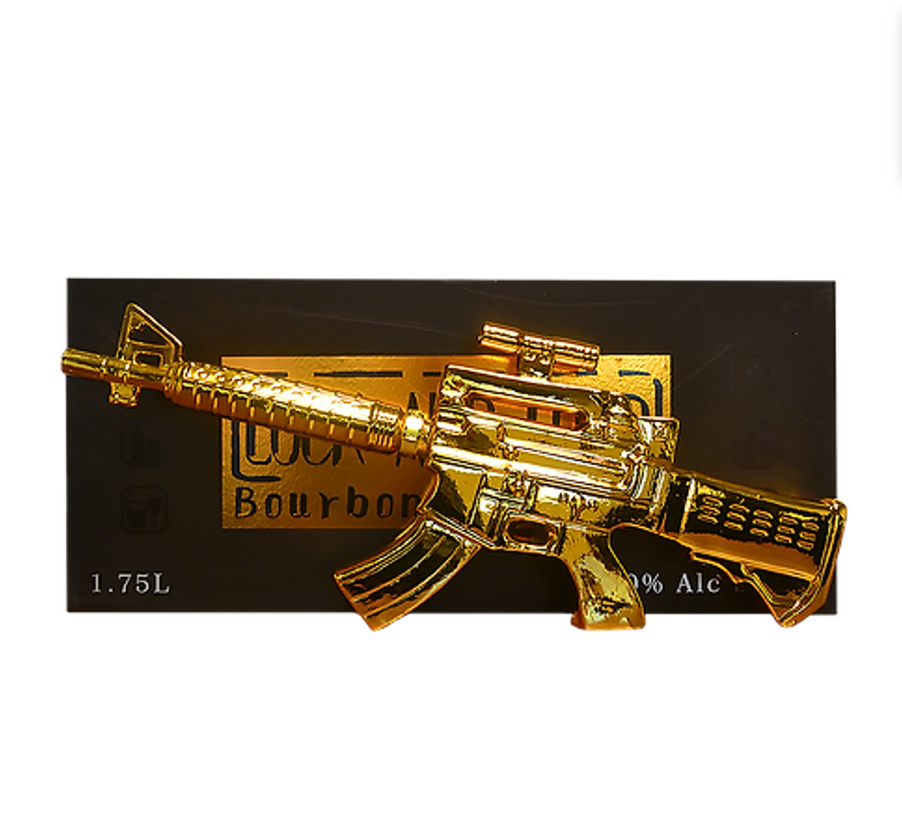 Lock and Load Carbine Gold Rifle Shaped Bourbon Whiskey (1.75L)