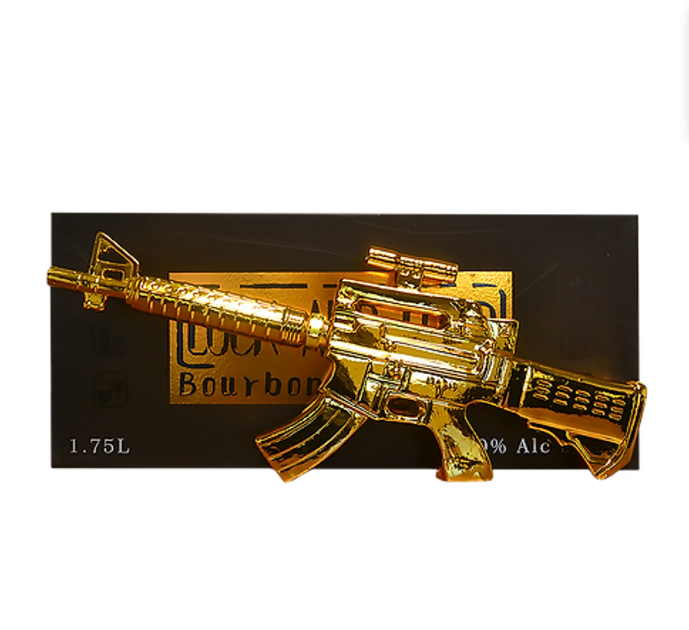 Mens Military Vintage Stainless Steel Rifle Gun AK47 Pendant Necklace With Chain
