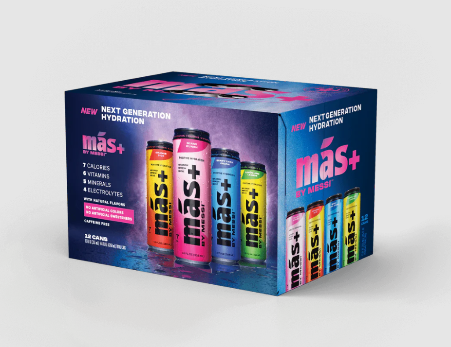 Mas+ by Lionel Messi Hydration Drink Variety Pack (12Cans)(12Fl.Oz./355ml)