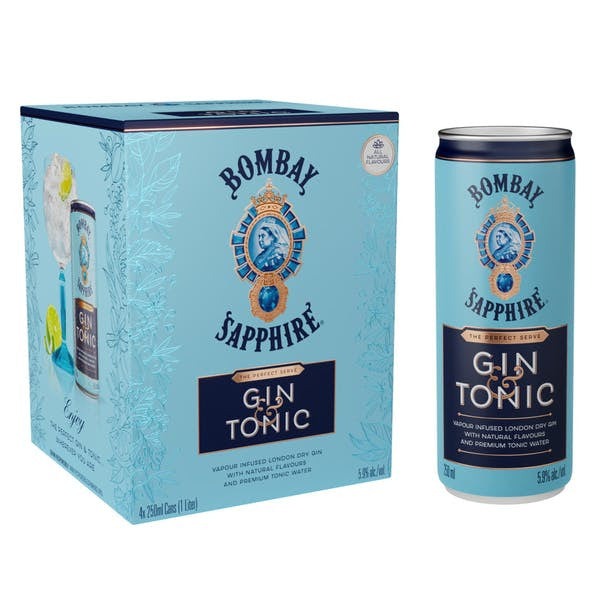 Bombay Sapphire Gin & Tonic 4 Pack 250ml