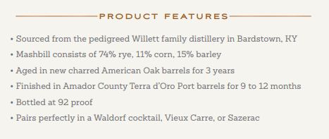Amador Double Barrel Rye Whiskey Finished in Port Barrels (750ml)